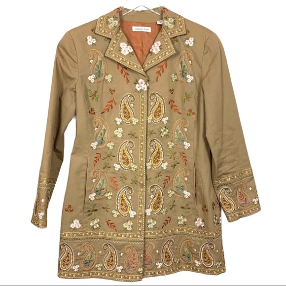 Coldwater Creek Jackets & Blazers - Coldwater Creek Paisley Embroidered Folk Tapestry